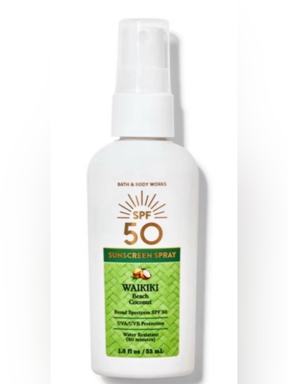 Bath & Body Works SPF 50 Sunscreen Spray Waikiki Beach Coconut NEW 1.8oz
Travel